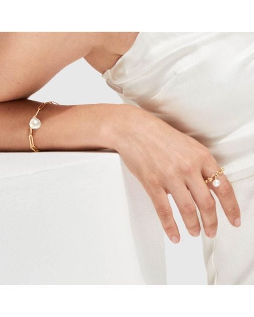 Ora Pearls Metallic Aelia Pearl Chain Ring