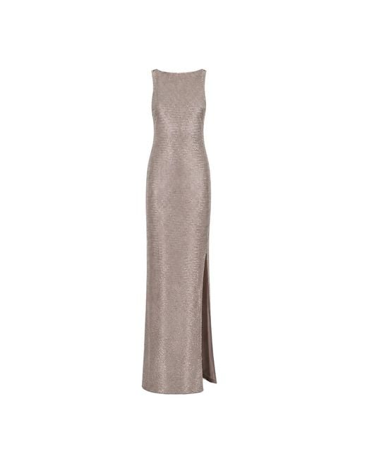 Nocturne Brown Neutrals Sequin Open Back Maxi Dress