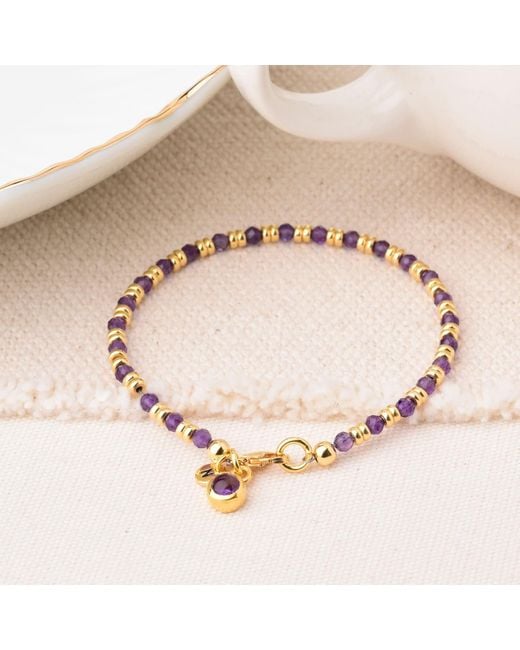 Nellou Jewellery Metallic Linear February Birthstone Bracelet Amethyst Plated Sterling