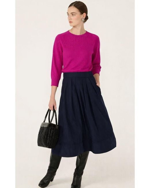 SACHA DRAKE Purple Three Quarter Sleeve Ripple Knit Top