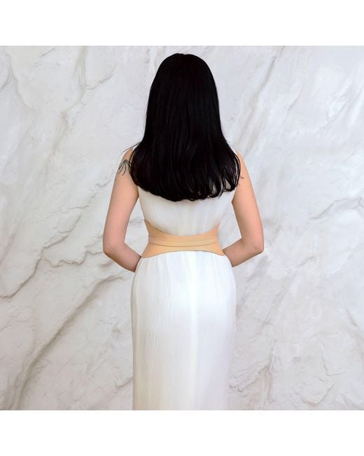 Haute Cuir Natural Neutrals Nude Crescent Leather Corset Belt