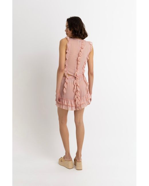 Amy Lynn Pink Paola Ruffle Chiffon Top