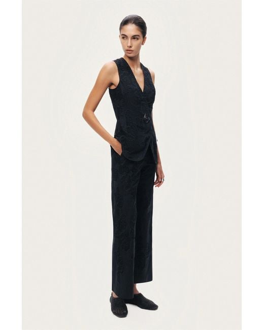 Nocturne Black Textured Tailored Vest