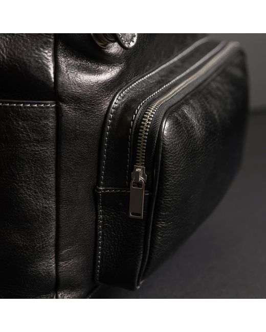 Time Resistance Black Leather Backpack for men