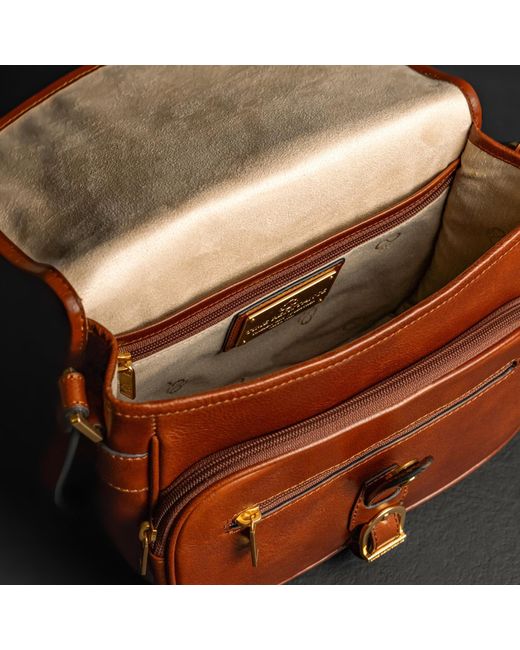Time Resistance Brown Leather Saddle Bag
