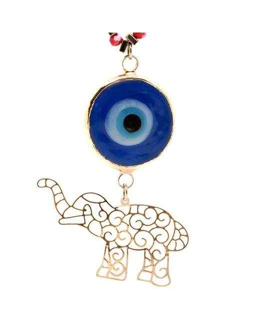 Ebru Jewelry White Summer Lucky Elephant And Evil Eye Necklace
