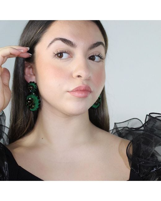 PINAR OZEVLAT Green Flower Drop Emerald