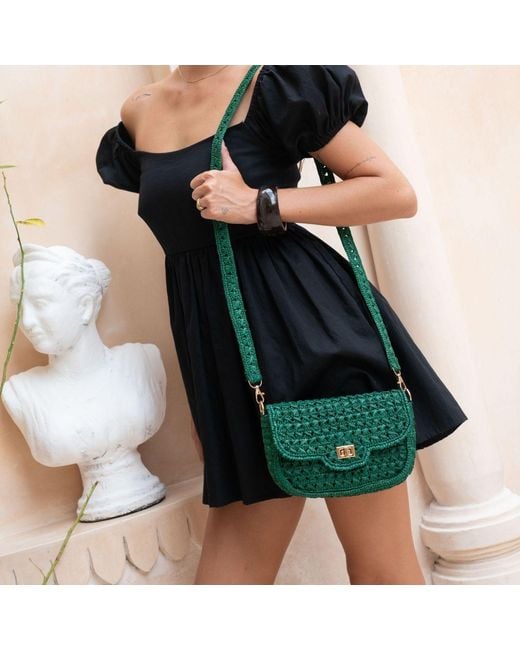 Zanatany Concepts Green Cassie Raffia Bag