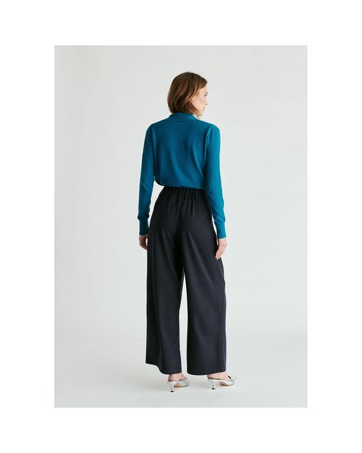 Paisie Blue Long Sleeve Knitted Wrap Top
