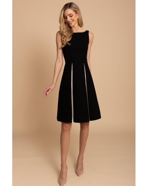 Santinni Black 'Poise' Wool Dress With Silk Taffeta