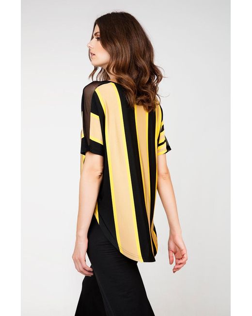 Conquista Metallic Sheer Detail Stripe Top