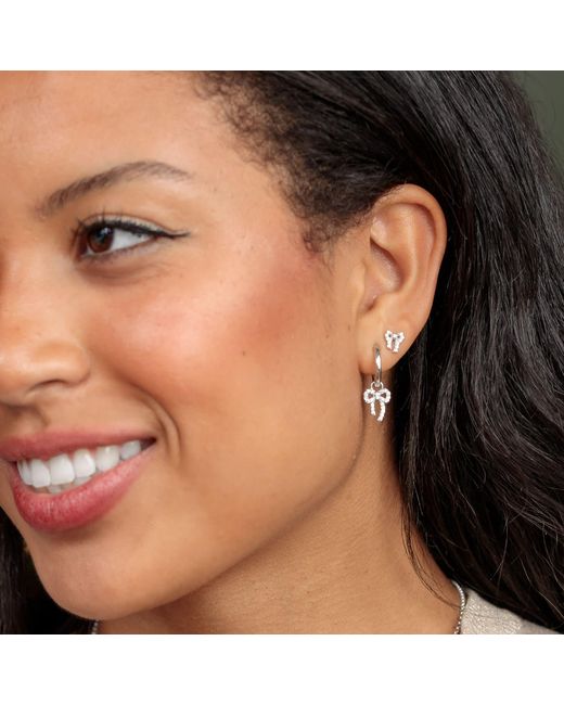 Scream Pretty Metallic Bow Charm Hoops