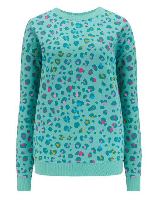 Sugarhill Blue Noah Sweatshirt Mint , Rainbow Leopard