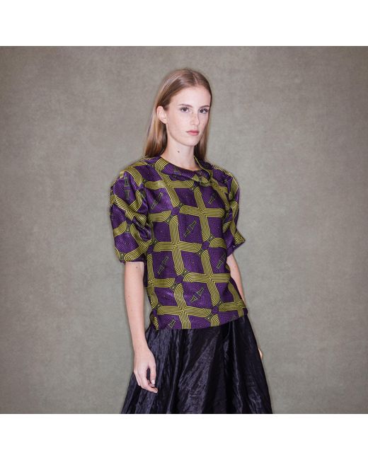 Bianca Popp Green Puff Blouse With Collar