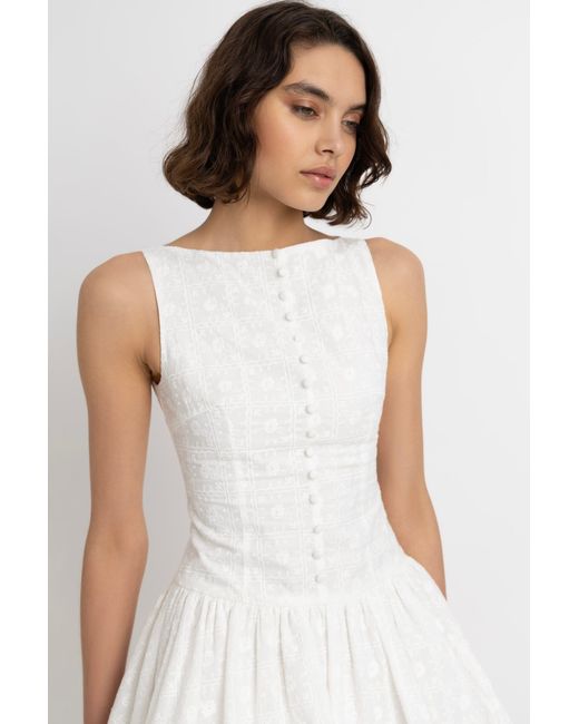 Amy Lynn White Grazia Cotton Mini Puffball Dress