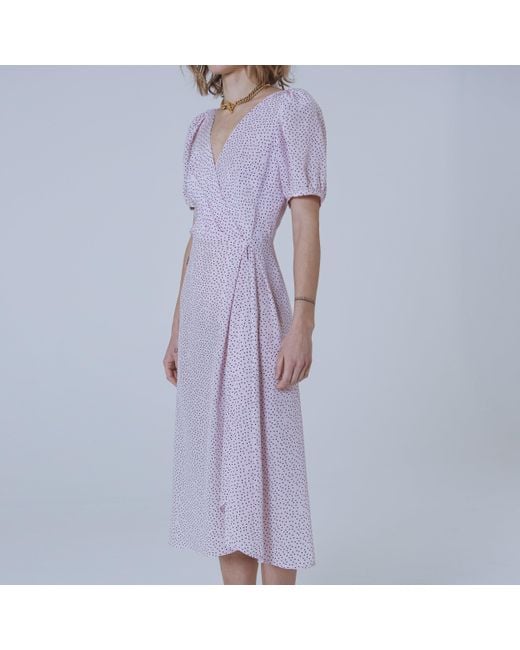 SVETA Milano Purple Berkeley Polka-Dot Silk Dress