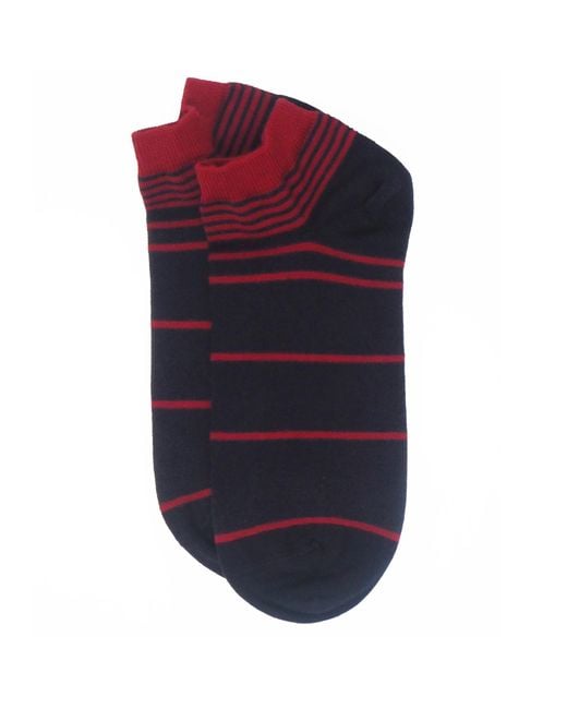 Peper Harow - Made in England Blue Retro Stripe Trainer Socks – for men