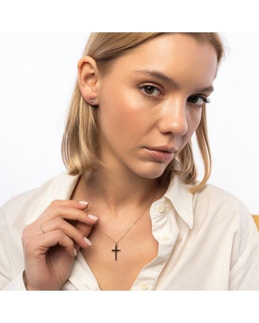 Spero London Metallic 9Ct Solid Cross Earrings