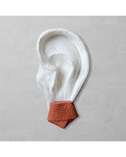 London Atelier Byproduct White Origami Grainy Rust Leather Stud Earrings