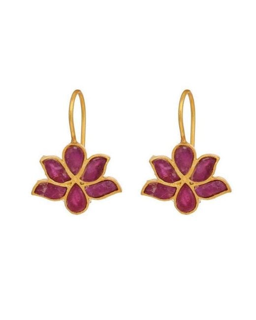 Opium Jewels Red Water Lotus Earrings