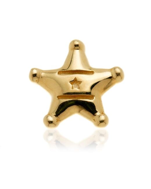 Tish Lyon Metallic Solid 14Ct Threadless Sheriff's Badge Flatback Stud Earring