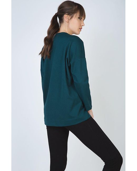 Conquista Blue Batwing Print Top