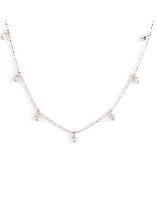 Artisan White Diamond Leaf Station Necklace