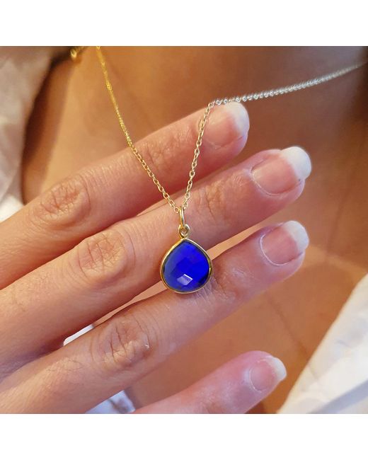 Harfi Blue Sapphire September Birthstone Vermeil Plated Necklace