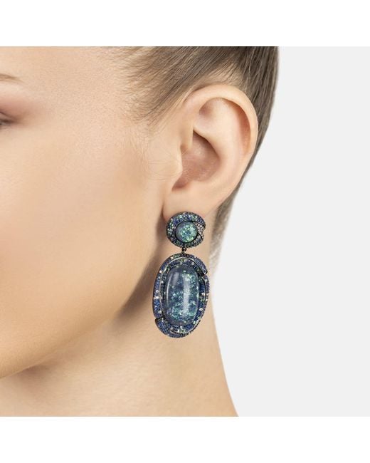Latelita London Blue Fiorella Opal Drop Earrings Oxidised