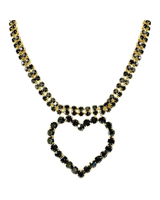 Laura Gray Metallic Dark Crystal Heart Necklace