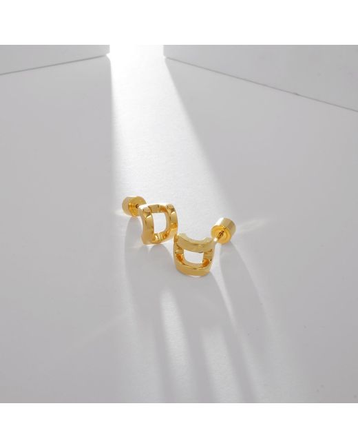 Meulien Metallic Curved Rectangle Stud Earrings