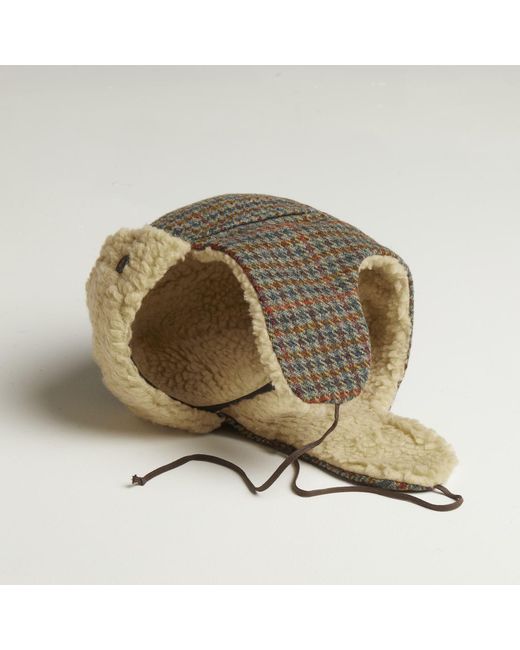 Dasmarca Hats Natural Mylo Italian Tweed Wool Trapper Hat With Earflaps Heather for men