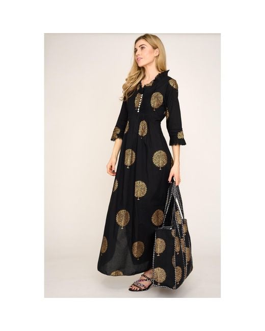 At Last Black Cotton Annabel Maxi Dress