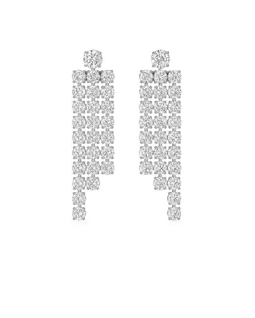 Maison De Gala White Cascading Crystal Column Earrings
