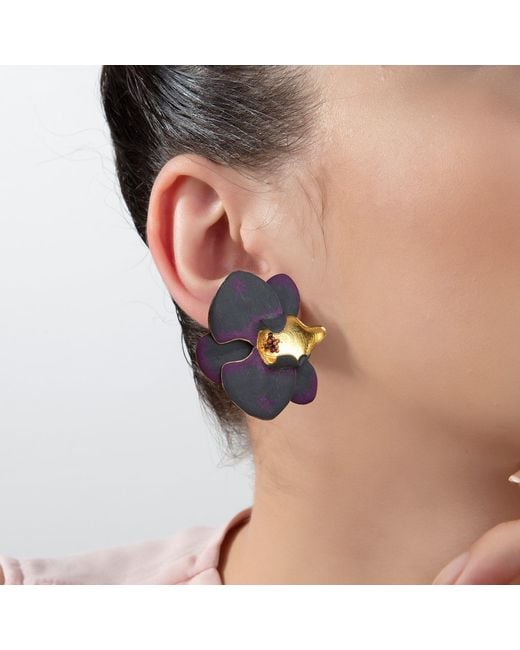 Milou Jewelry Blue Orchid Flower Earrings