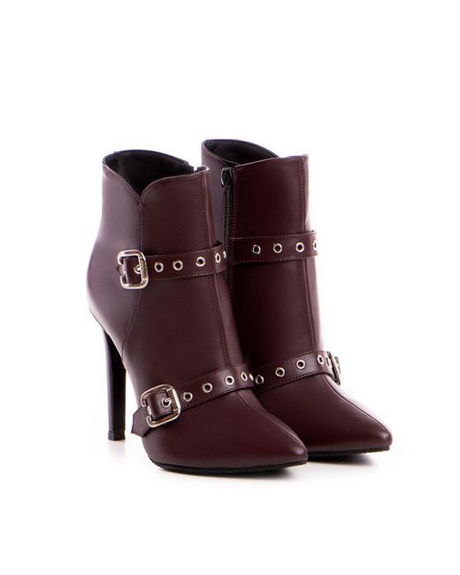 The 5Th Element Purple Roux Marsala Leather Ankle Boots