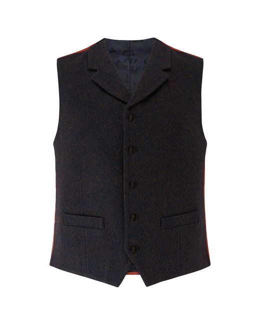 Guards London Black Sherwood Tweed Wool Waistcoat for men