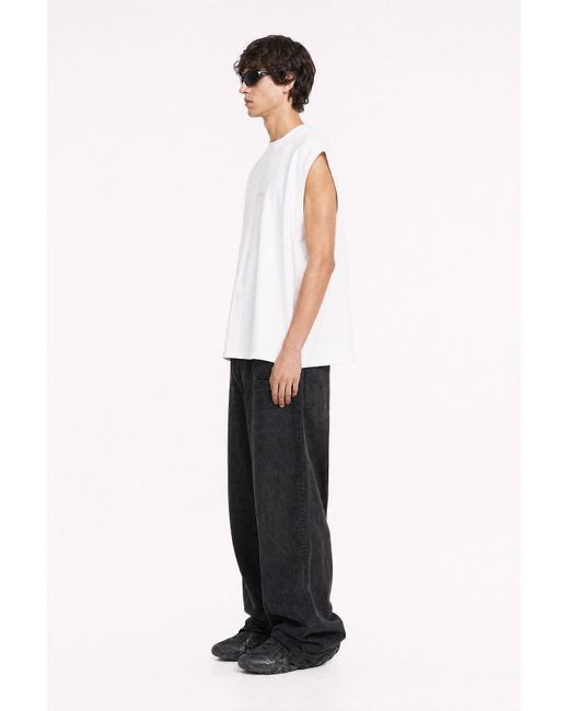 mysimplicated White Oversized Sleeveless Tee for men