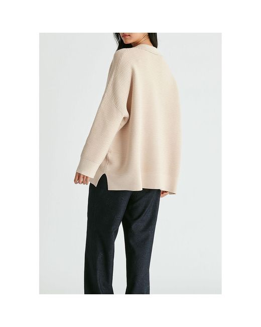 Paisie Natural Neutrals Polo Collar Ribbed Jumper