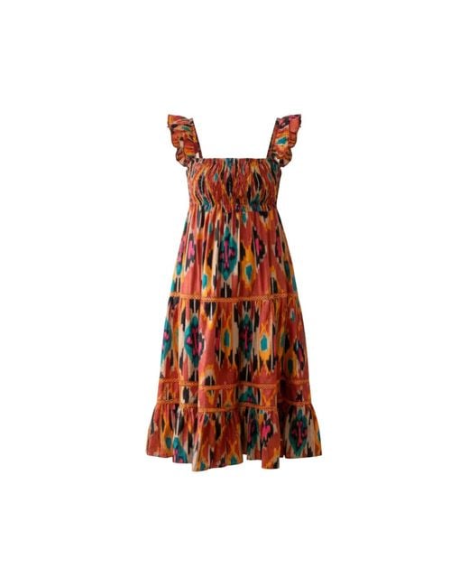 Charkha & Loom Brown Sicilian Summer Dress – Hand Block Printed Cotton Dress
