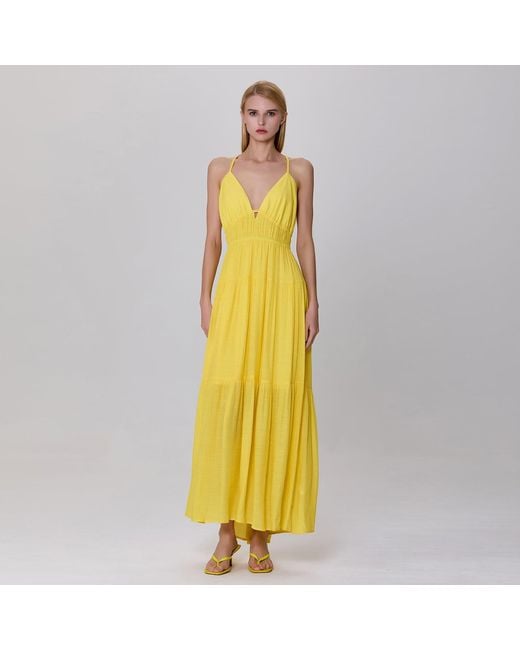 Smart and Joy Yellow Strappy Maxi Summer Dress
