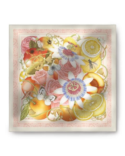 Emily Carter Yellow The Rose & Lemon Silk Scarf
