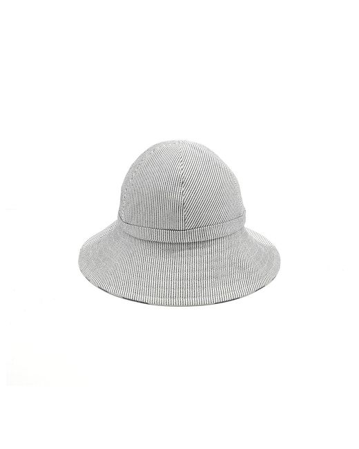 DORIA 1905 Gray Striped Fabric Cloche Hat