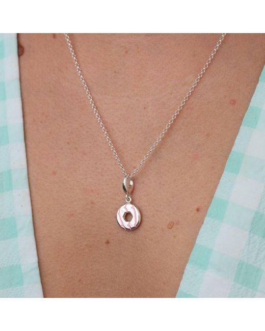 Lily Charmed Metallic Sterling Party Ring Charm Necklace With Enamel