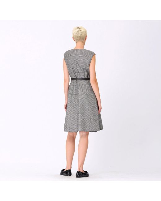 Smart and Joy Gray Trapeze Dress With Cross -Effect