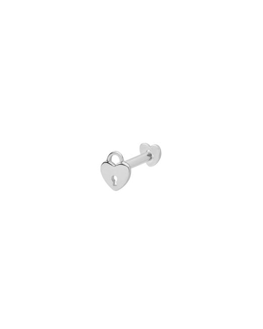 Vanhi White 14K Solid Lock Flat Back Stud