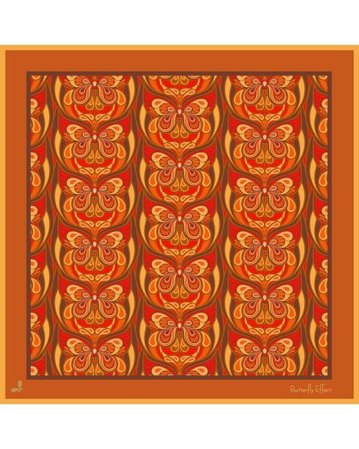 Henelle Orange Butterfly Effect Sunset Silk Bandana