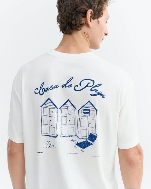 Thinking Mu White Aaron Beach House T-Shirt for men