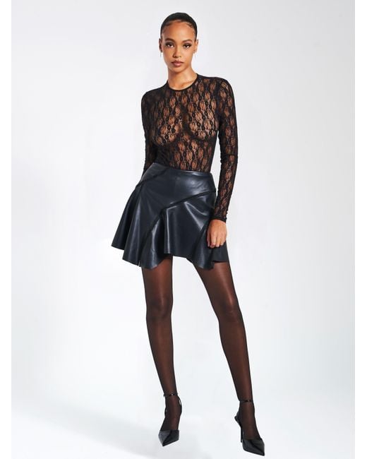 Miss Circle New York Black Maisie Lace Long Sleeve Bodysuit