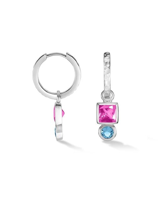 Dower & Hall Metallic Square Tourmaline Hammered Huggie Hoops